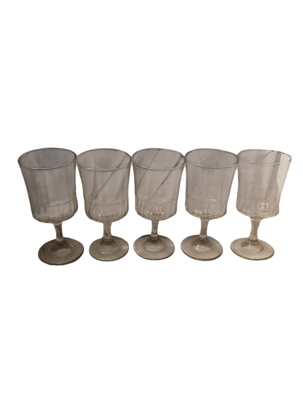 Set of 5 Clear Glass Goblets Stemmed Drinking Glasses 10oz